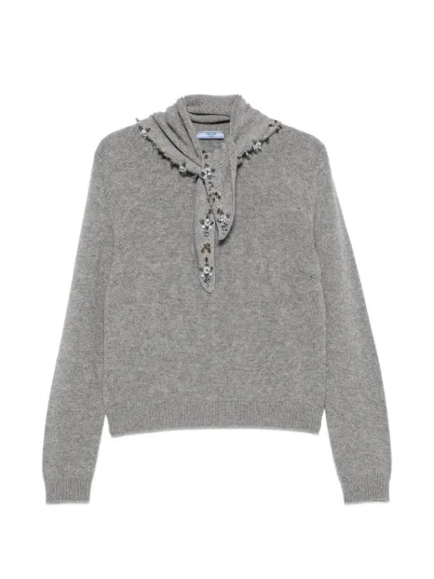 Prada crystal-embellished cashmere sweater