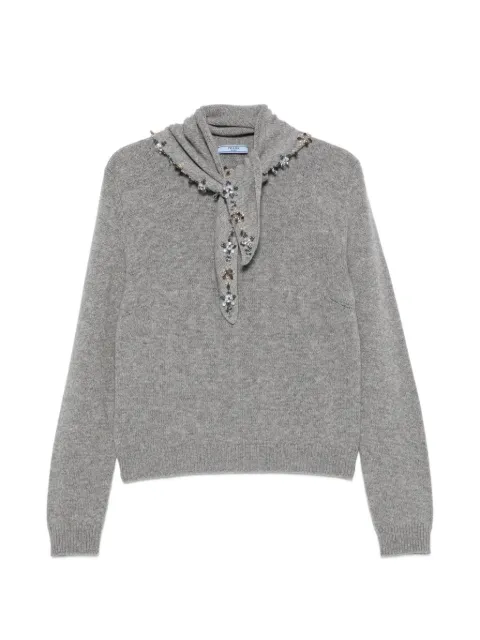 Prada crystal-embellished cashmere sweater