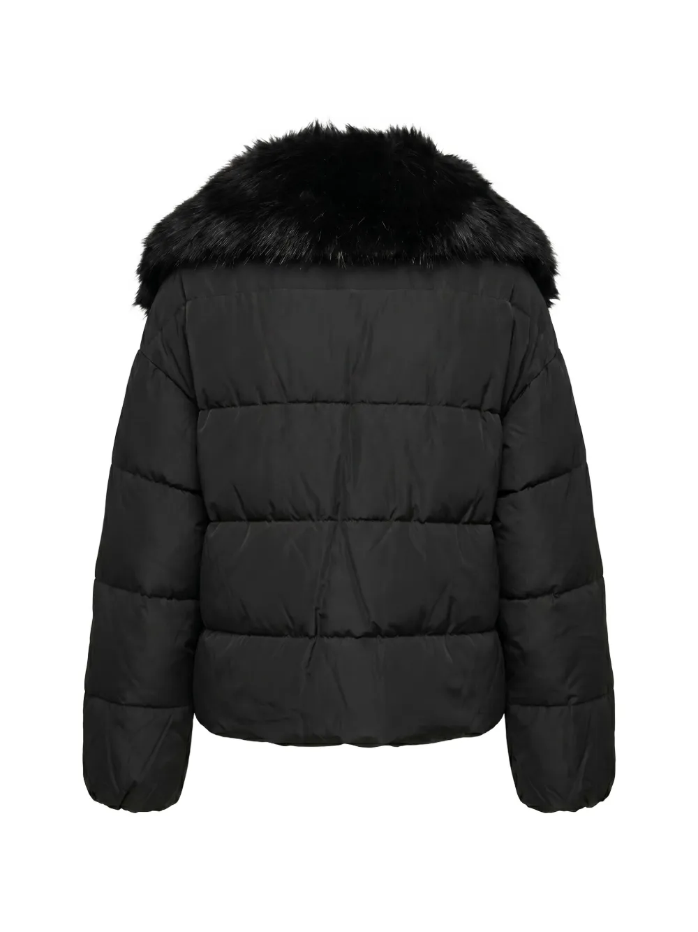 TWINSET Donsjack met kraag van imitatiebont en rits Zwart