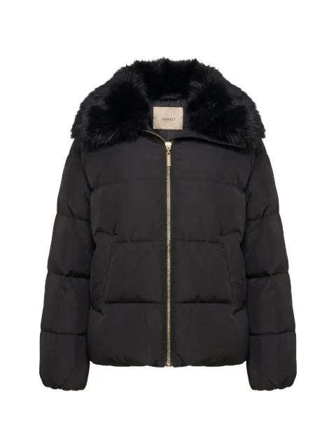TWINSET faux fur-collar zip-up puffer jacket