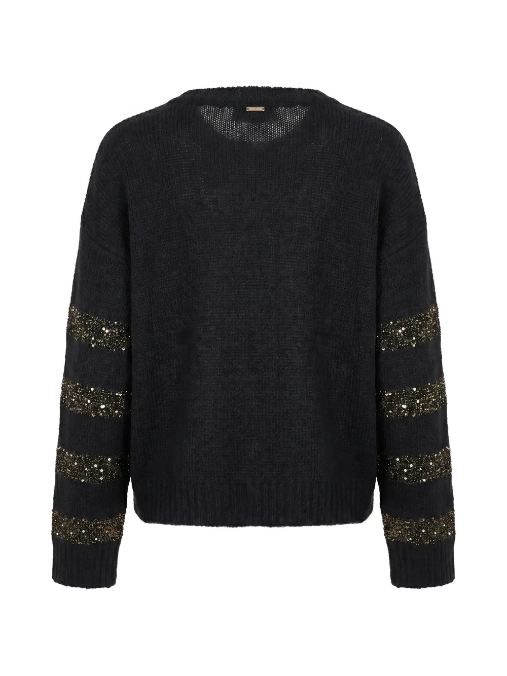 TWINSET Trui verfraaid met pailletten en gestreepte details met ronde hals Zwart