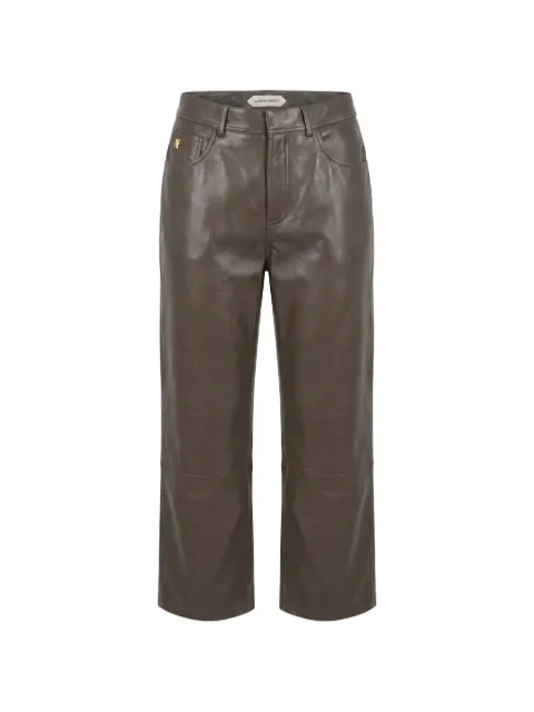 Alberta Ferretti pantalon en cuir à plaque logo