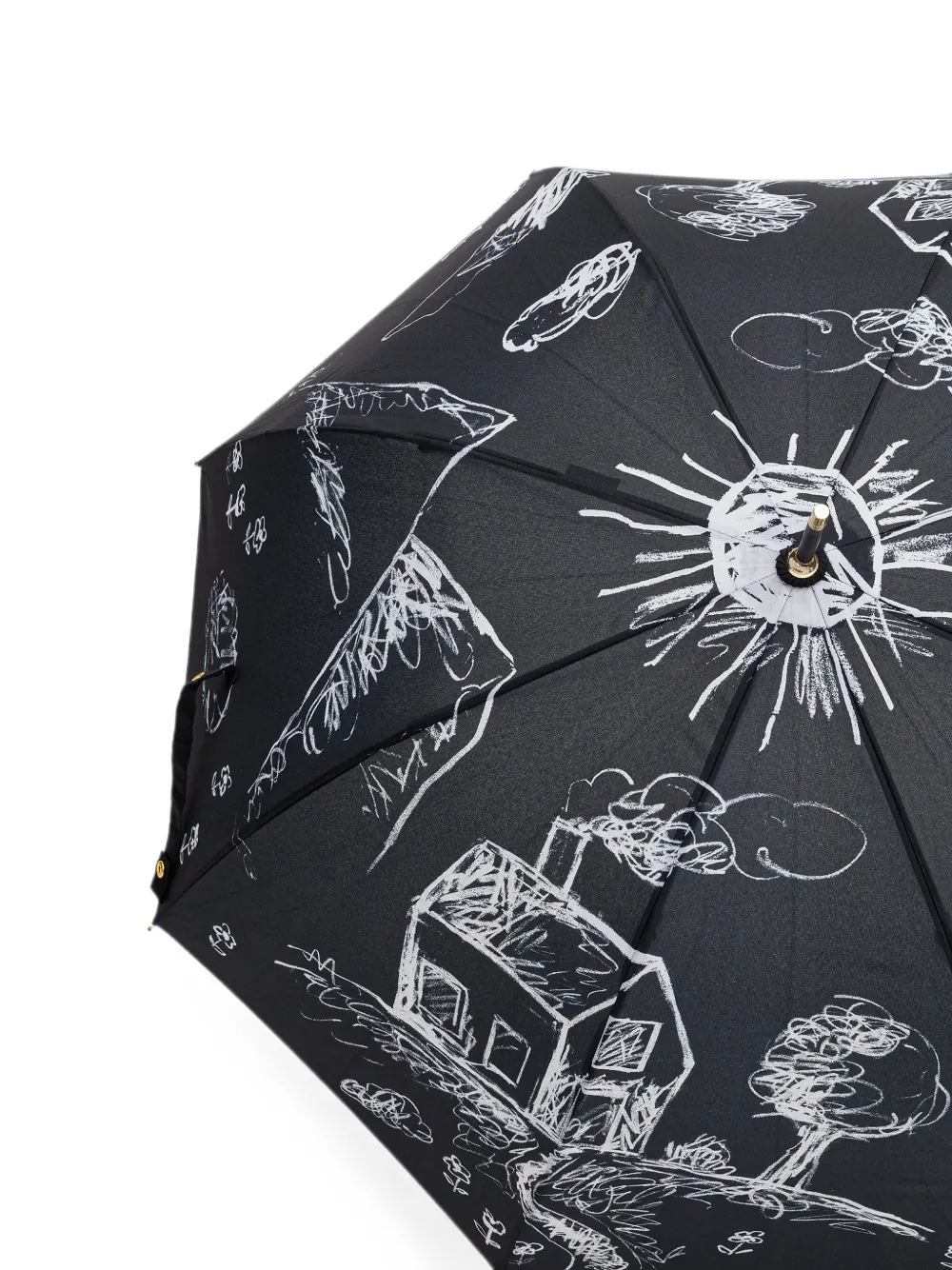 Moschino sketch-print curved-handle umbrella Zwart