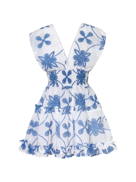 Waimari Giselle embroidered ruffled mini dress