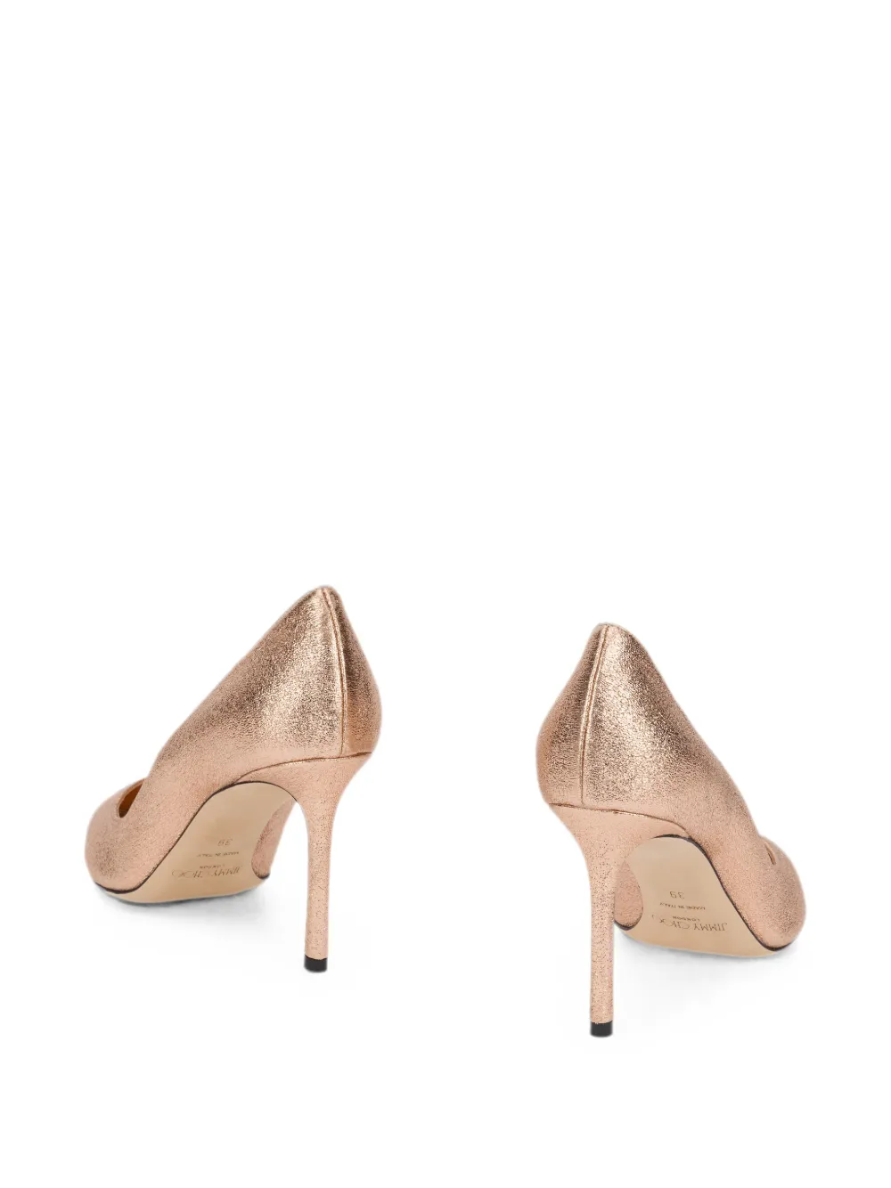 Jimmy Choo Romy 85 metallic pointed-toe pumps Roze