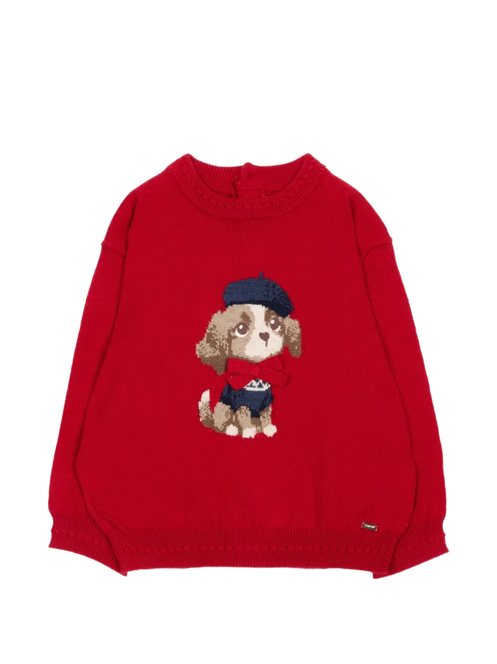 Mayoral intarsia-knit bow-detail sweater - Rosso