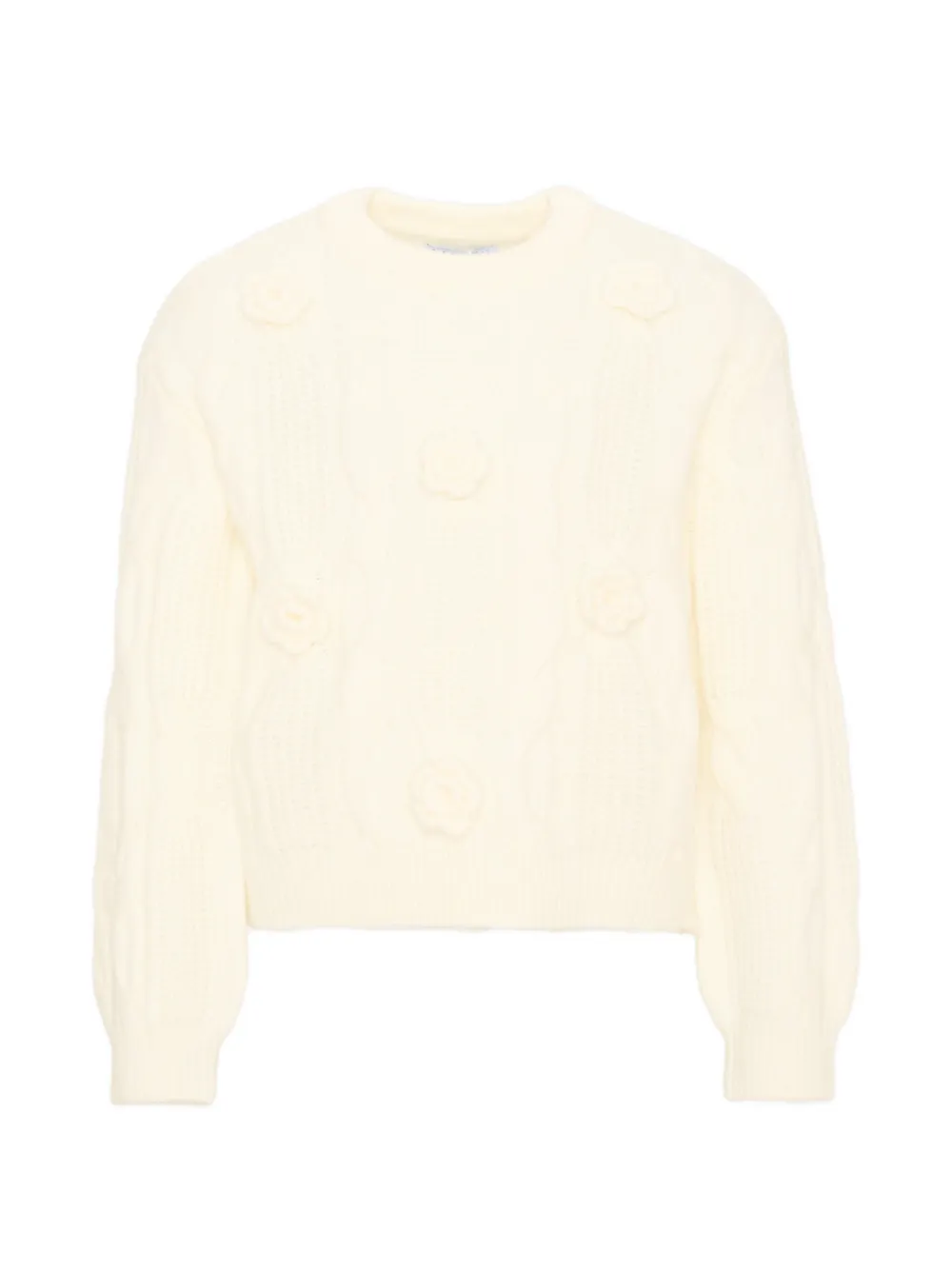 Mayoral flower-appliqué cable-knit sweater - Toni neutri