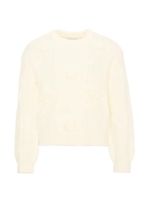 Mayoral flower-appliqué cable-knit sweater