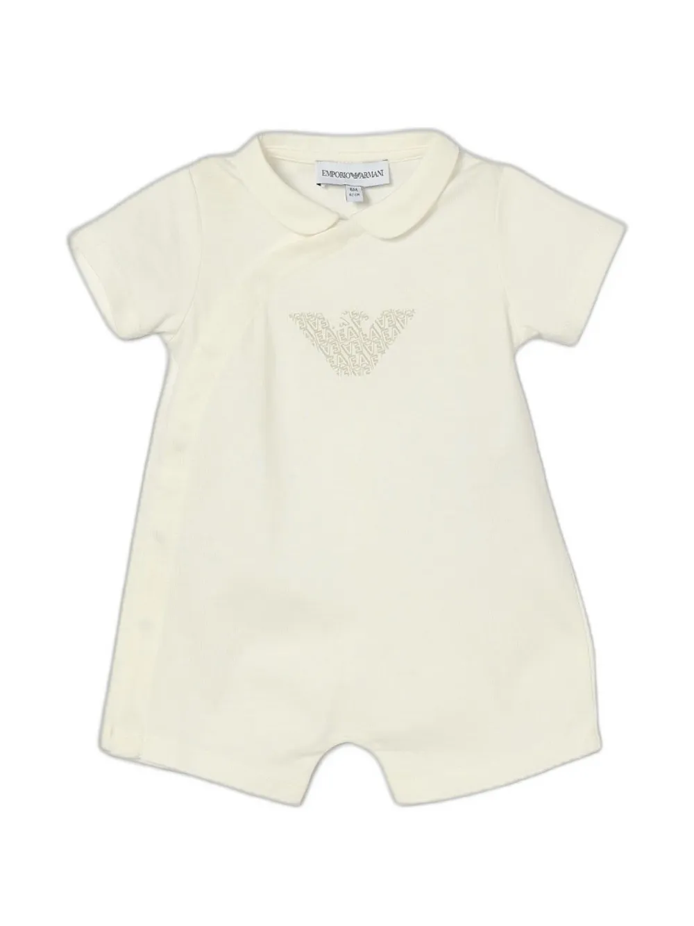 Emporio Ar i Kids Romper met Peter Pan kraag met logoprint Beige