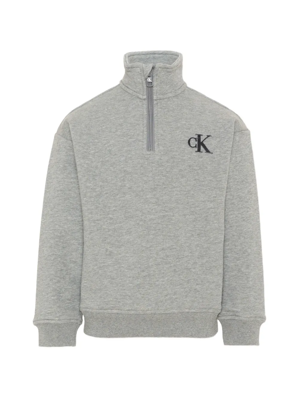 Calvin Klein Kids logo-embroidered half-zip sweatshirt - Grau