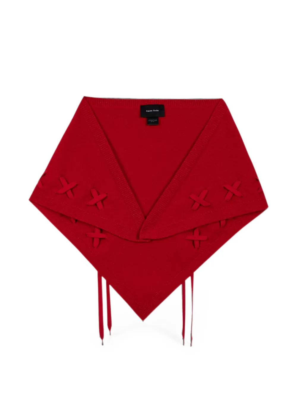 Simone Rocha lace-up knitted neckerchief scarf - Rosso