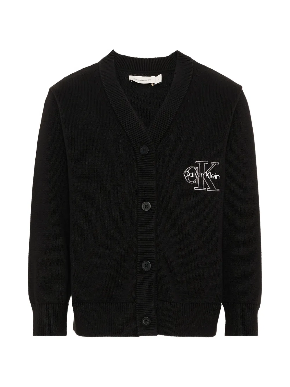 Calvin Klein Kids logo-embroidered V-neck cardigan - Nero