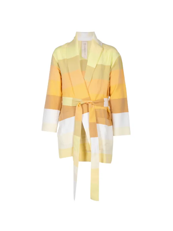 Marrakshi Life Stripe-pattern Belted Jacket in Yellow
