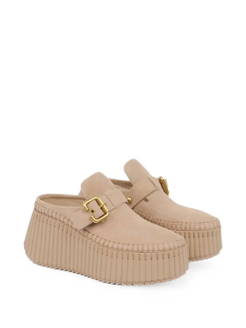 Chloé Nama wedge mules Beige