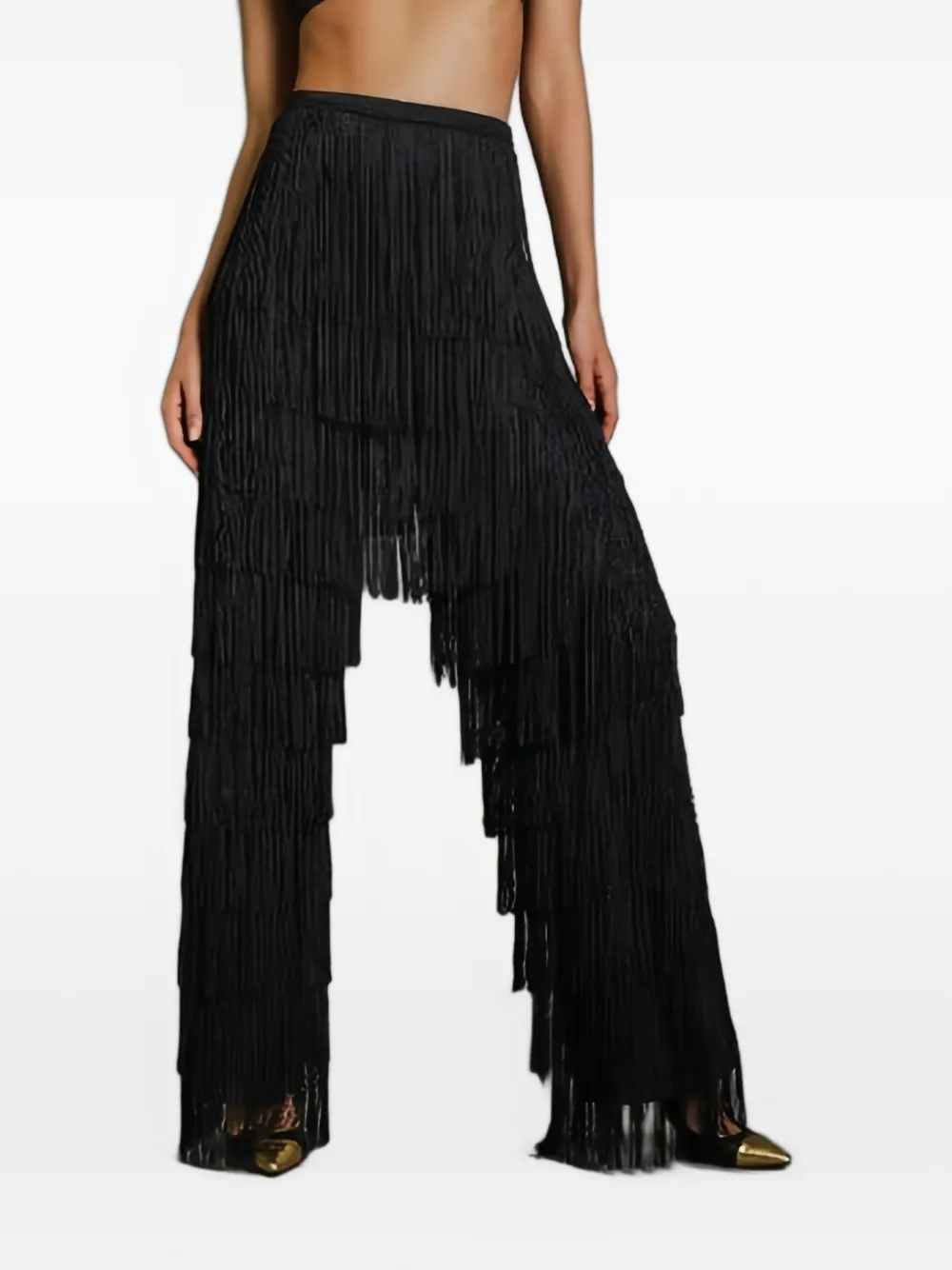 Eldorado fringe-trimmed trousers - Schwarz