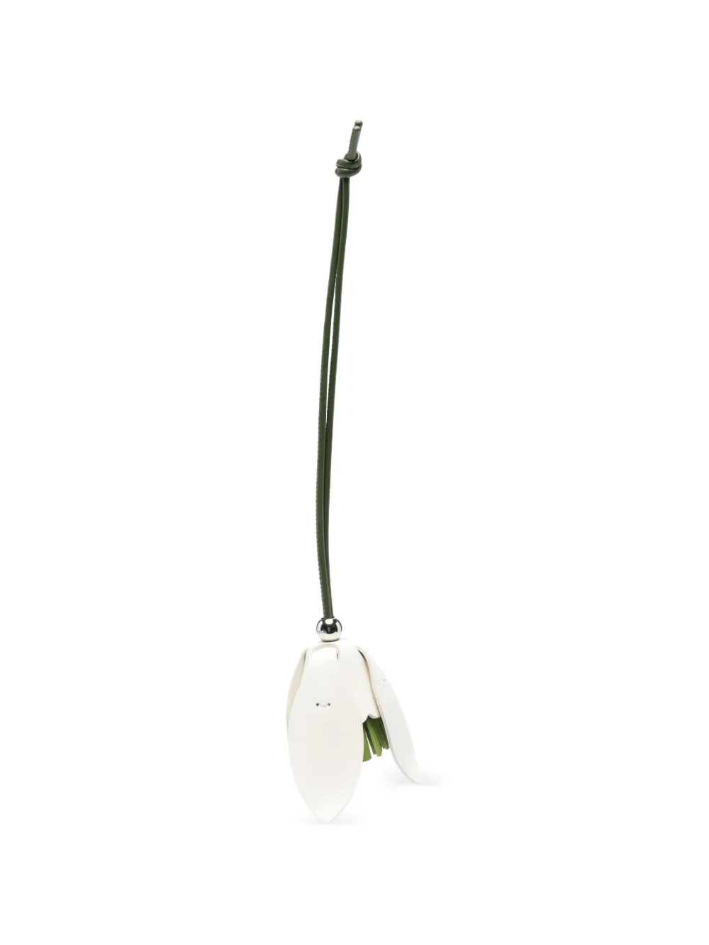 Jw Anderson Flower-pendant Leather Keyring In Neutral