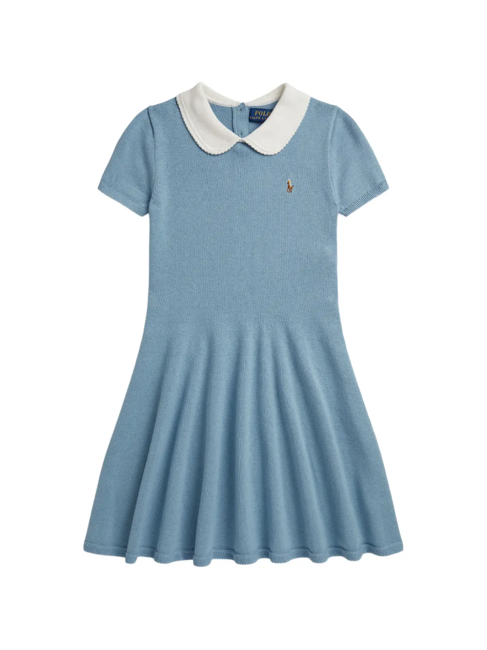 POLO RALPH LAUREN KIDS peter pan-collar embroidered-logo dress - Blu