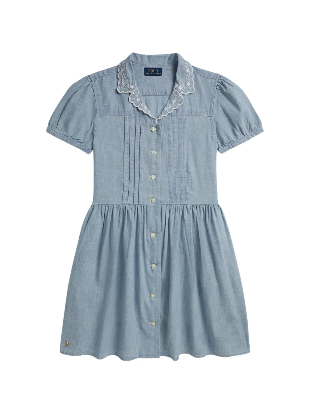 POLO RALPH LAUREN KIDS embroidered scalloped-collar dress - Blu
