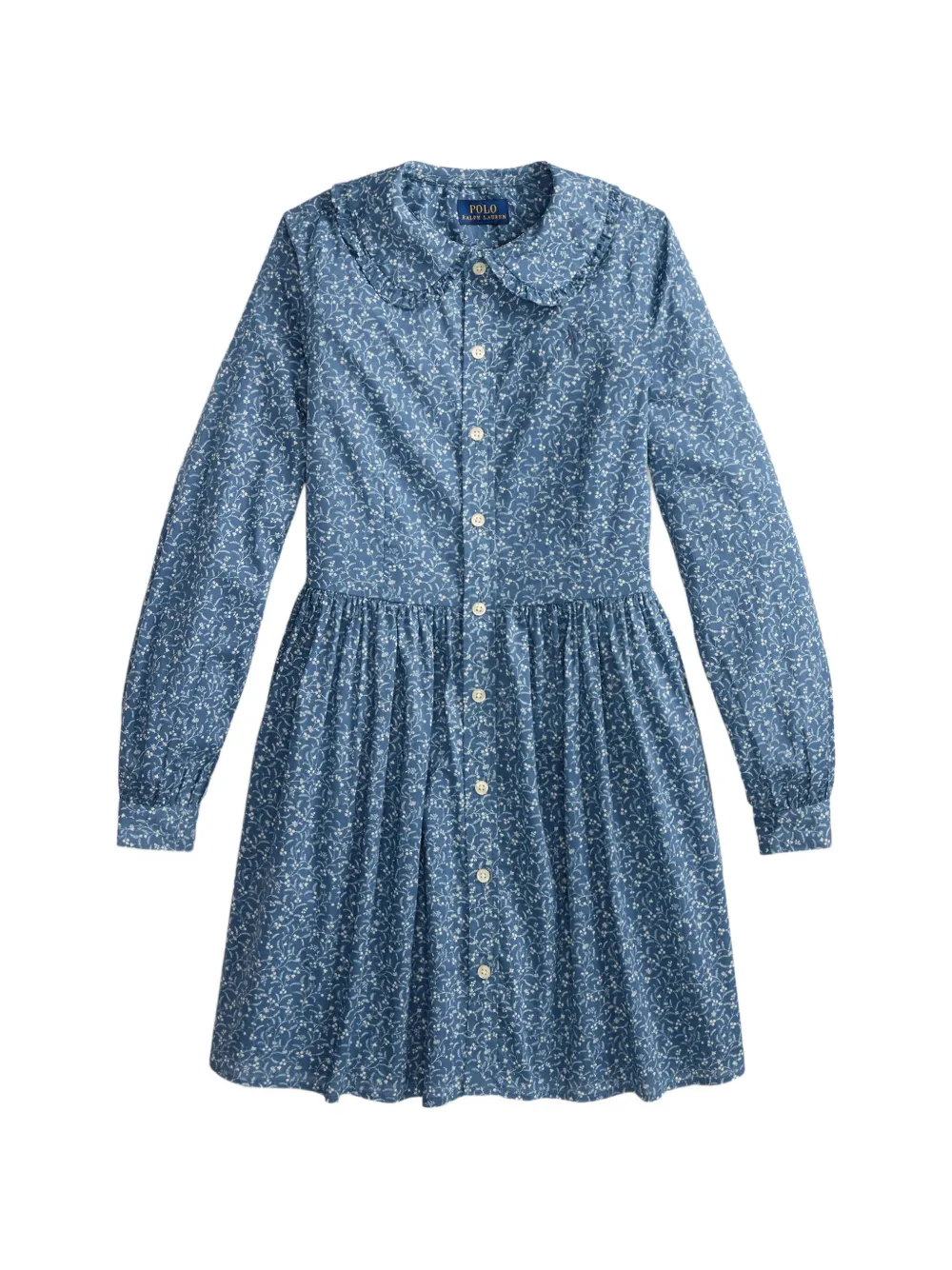 POLO RALPH LAUREN KIDS floral-print ruffled-collar dress - Blu