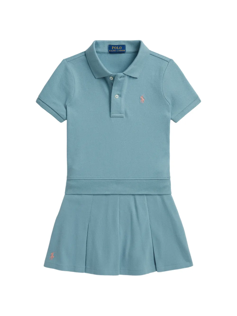 POLO RALPH LAUREN KIDS pleated logo-embroidered dress - Blu