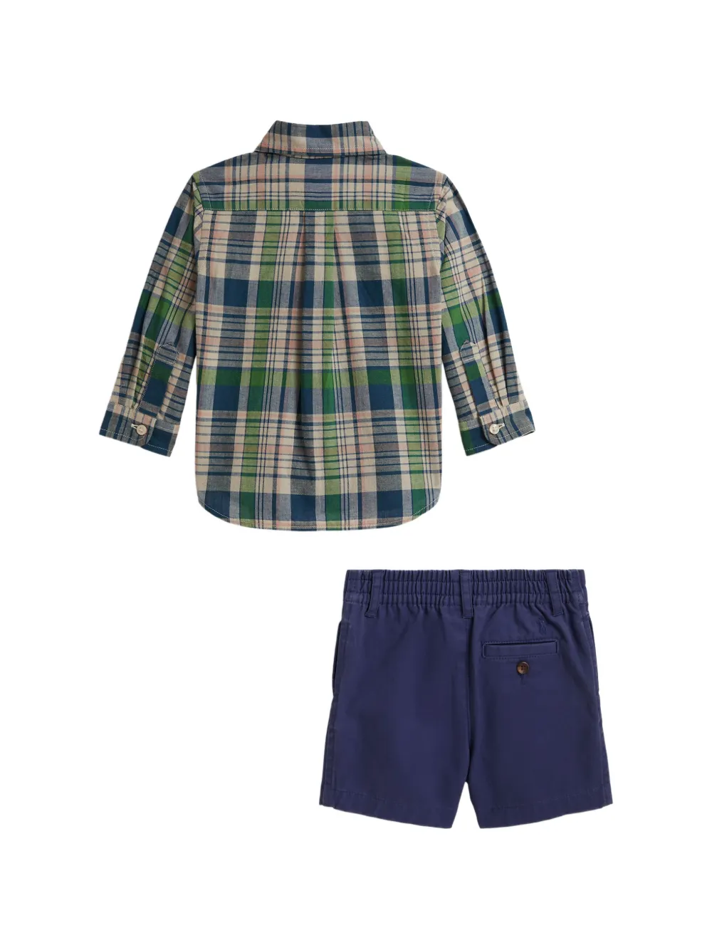 POLO RALPH LAUREN KIDS Geruite shorts set Blauw