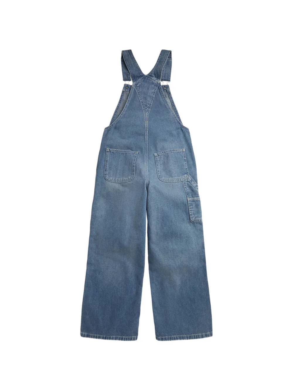 POLO RALPH LAUREN KIDS Denim tuinbroek met verwassen effect Blauw