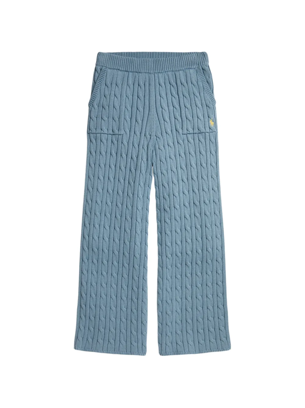POLO RALPH LAUREN KIDS cable-knit embroidered-logo trousers - Blu