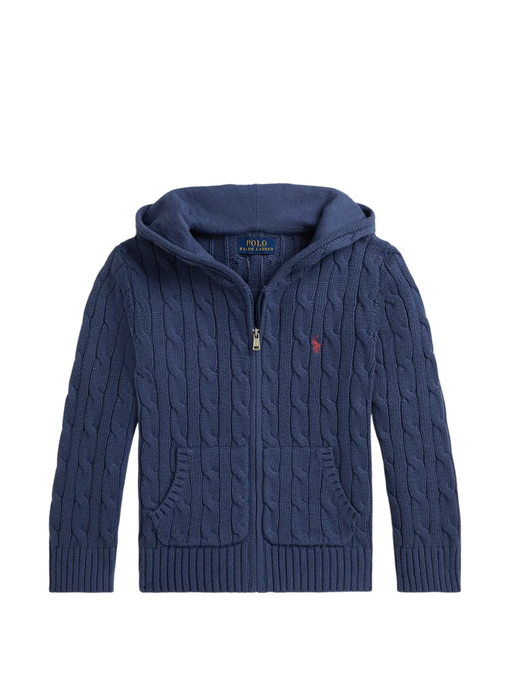 POLO RALPH LAUREN KIDS cable-knit hoodie - Blau