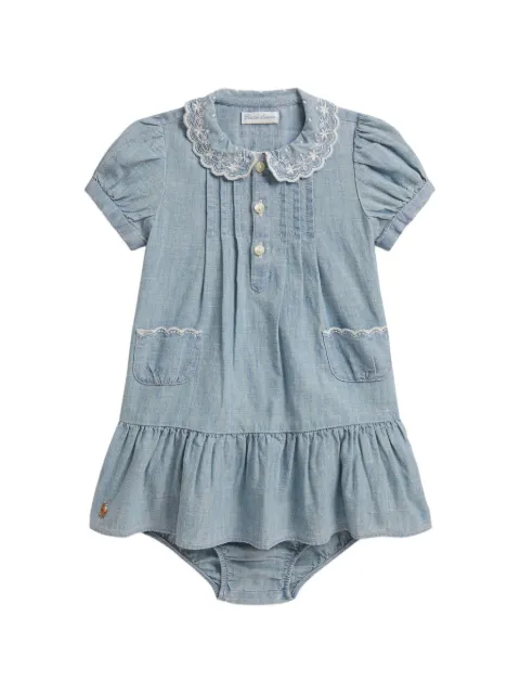 POLO RALPH LAUREN KIDS vestido con volantes y cuello bordado