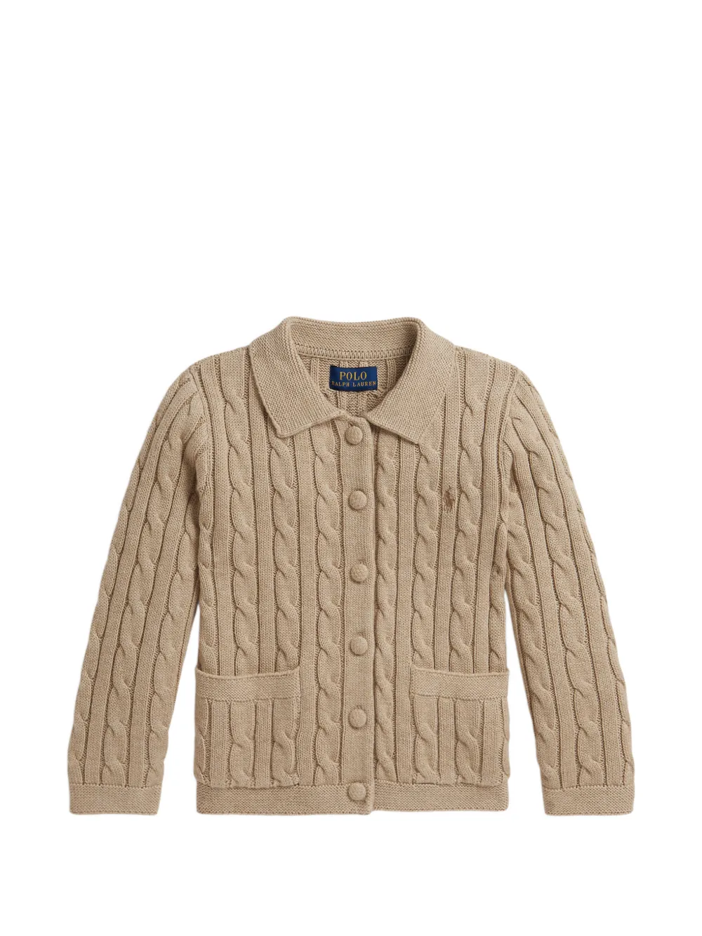 POLO RALPH LAUREN KIDS cable-knit button-up cardigan - Toni neutri