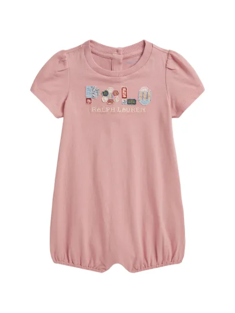 POLO RALPH LAUREN KIDS patchwork-logo short-sleeve romper