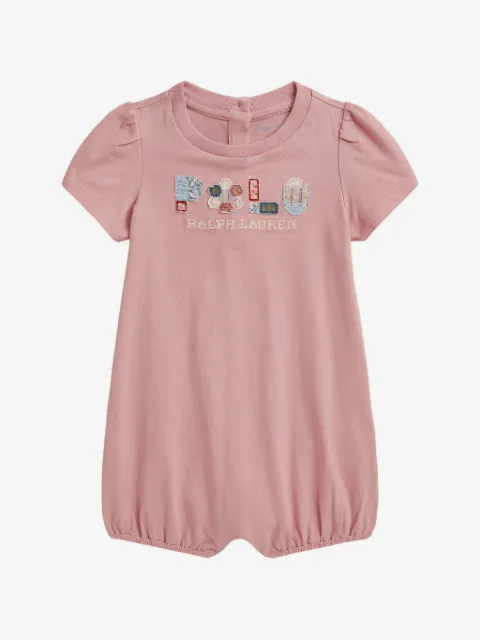 POLO RALPH LAUREN KIDS patchwork-logo short-sleeve romper