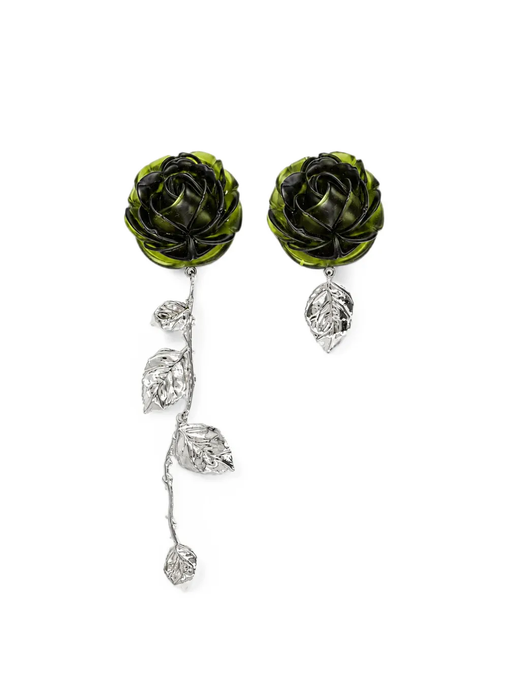 Magda Butrym asymmetric rose-pendant earrings - Argento