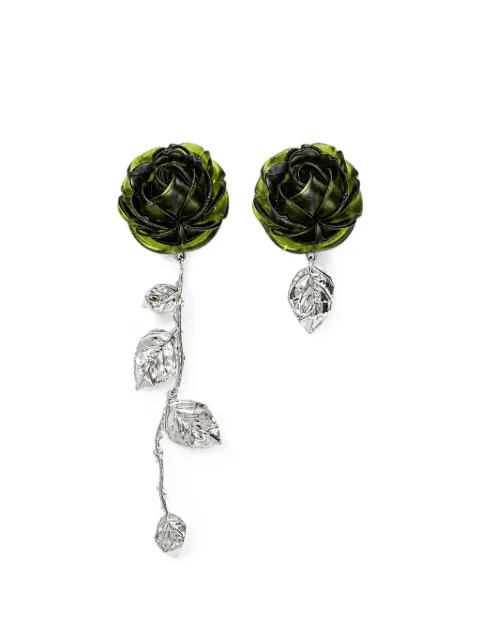 Magda Butrym asymmetric rose-pendant earrings