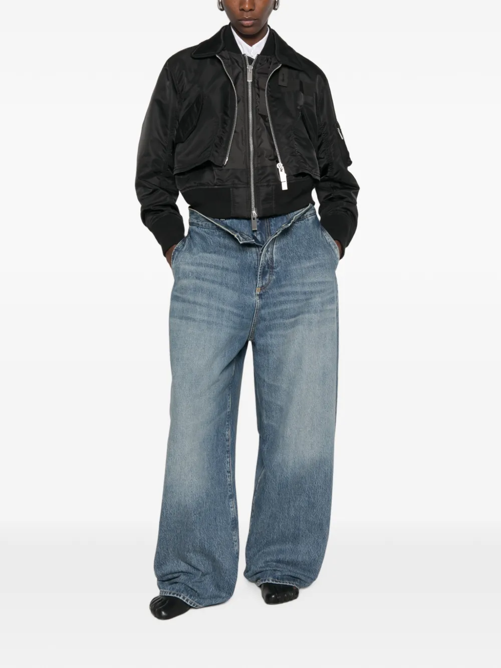 sacai Layered-design Jacket in Black, view 2