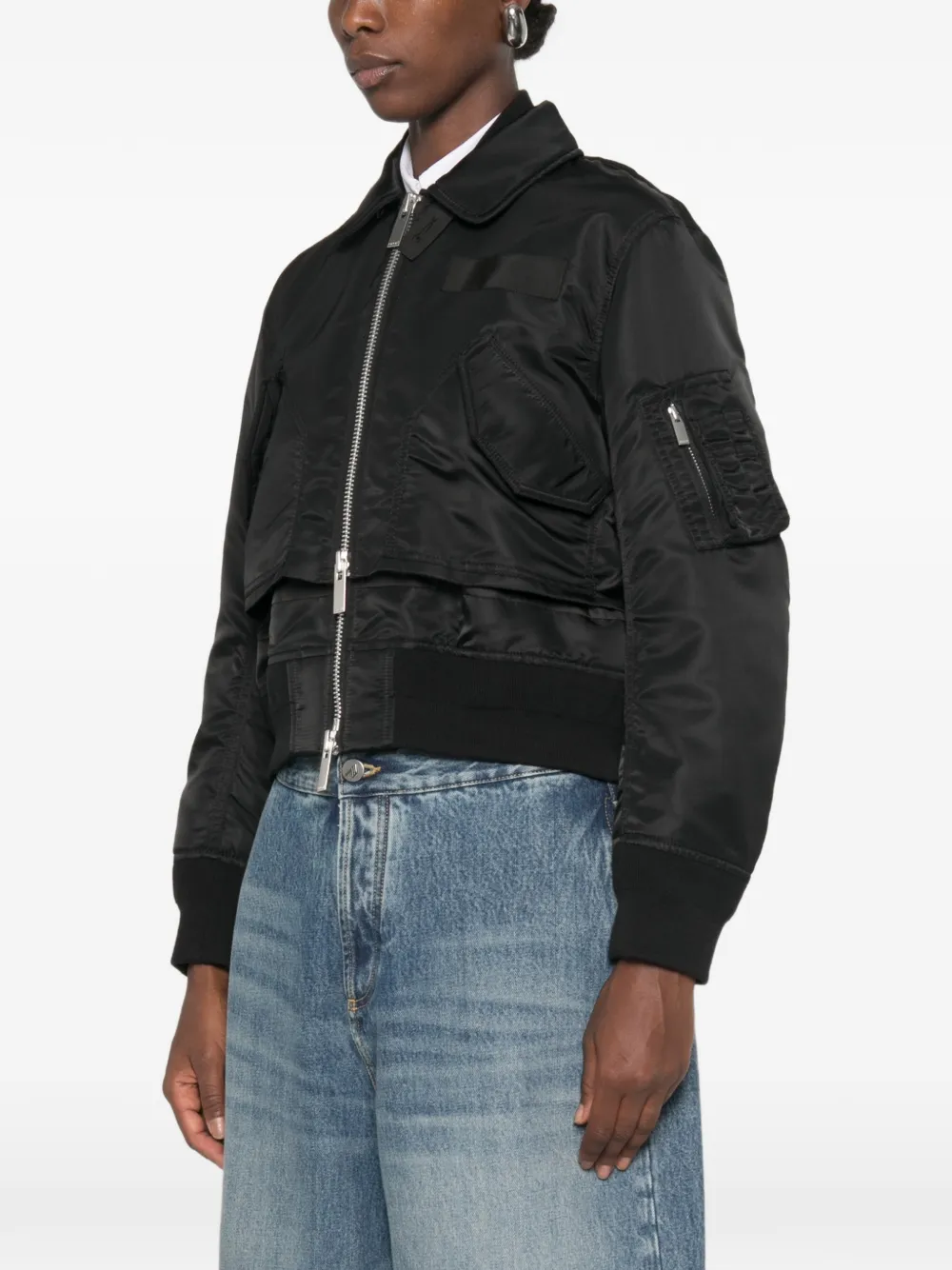 sacai Layered-design Jacket in Black, view 3