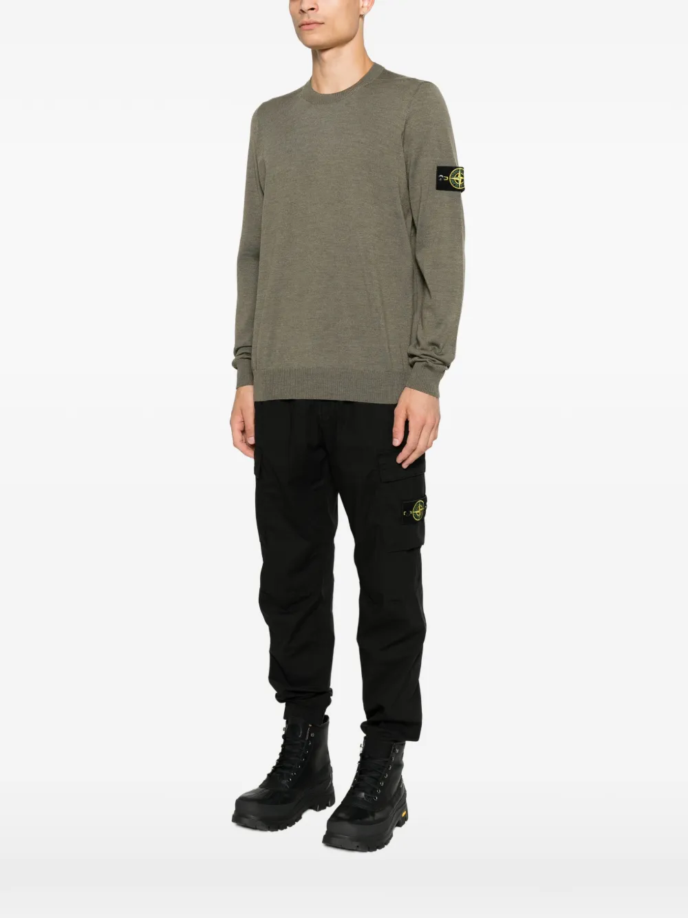 Stone Island Sweater met logopatch Groen