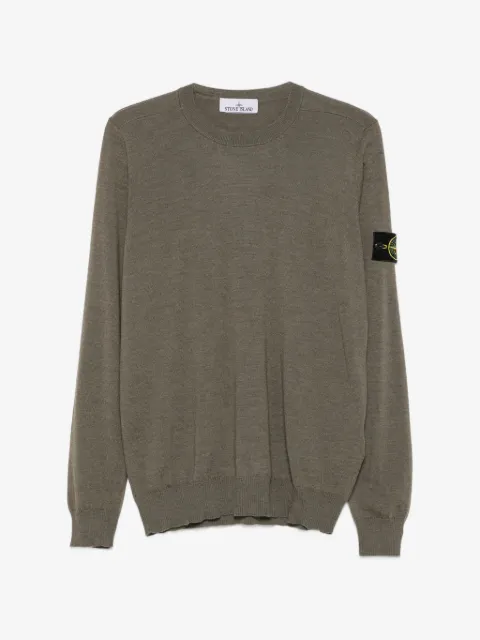 Stone Island logo-patch crew-neck sweater