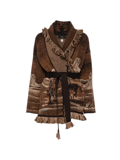 Alanui Wild Wild fringed-trim belted cardi-coat