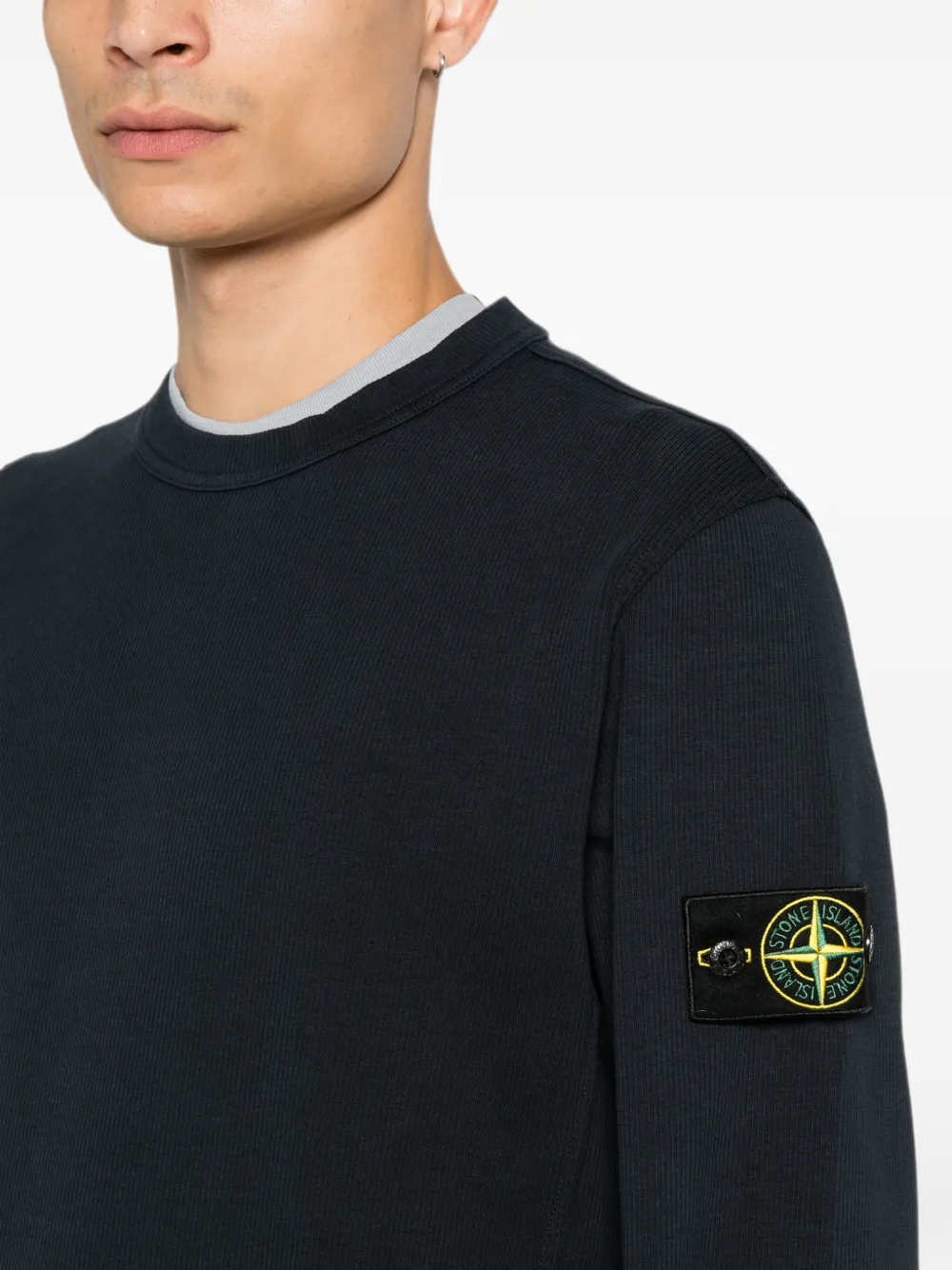 Stone Island Sweater met logopatch Blauw