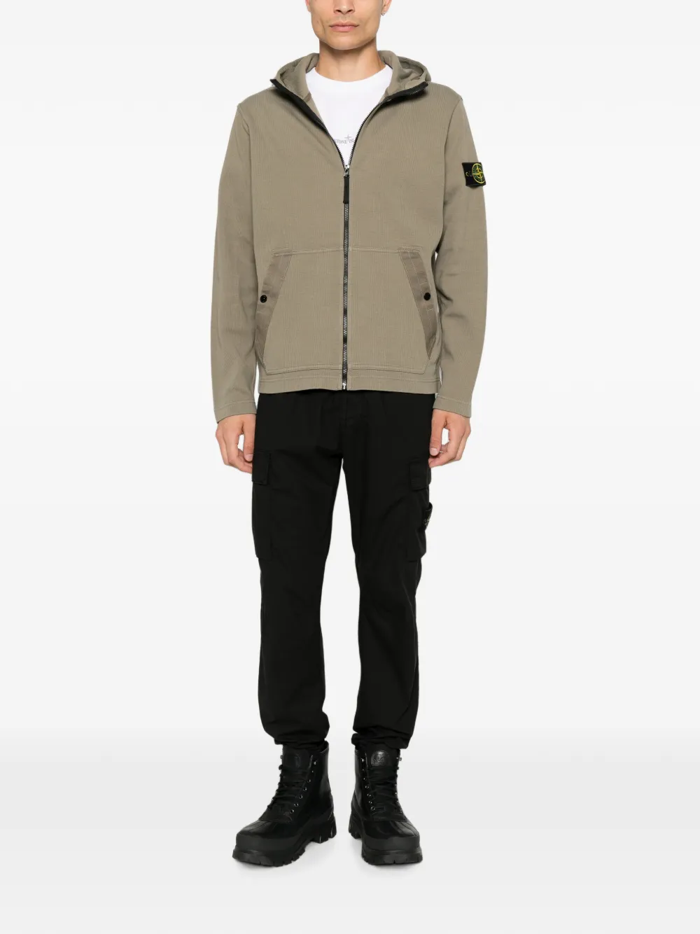 Stone Island Hoodie met logopatch Groen