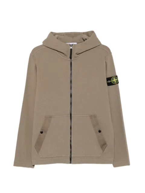 Stone Island logo-patch zip-up hoodie