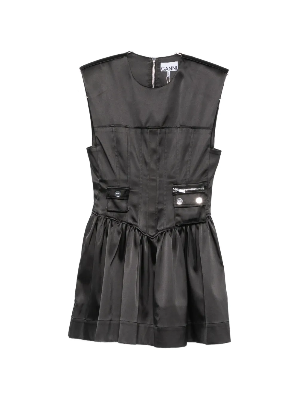 GANNI corset-style mini dress - Nero