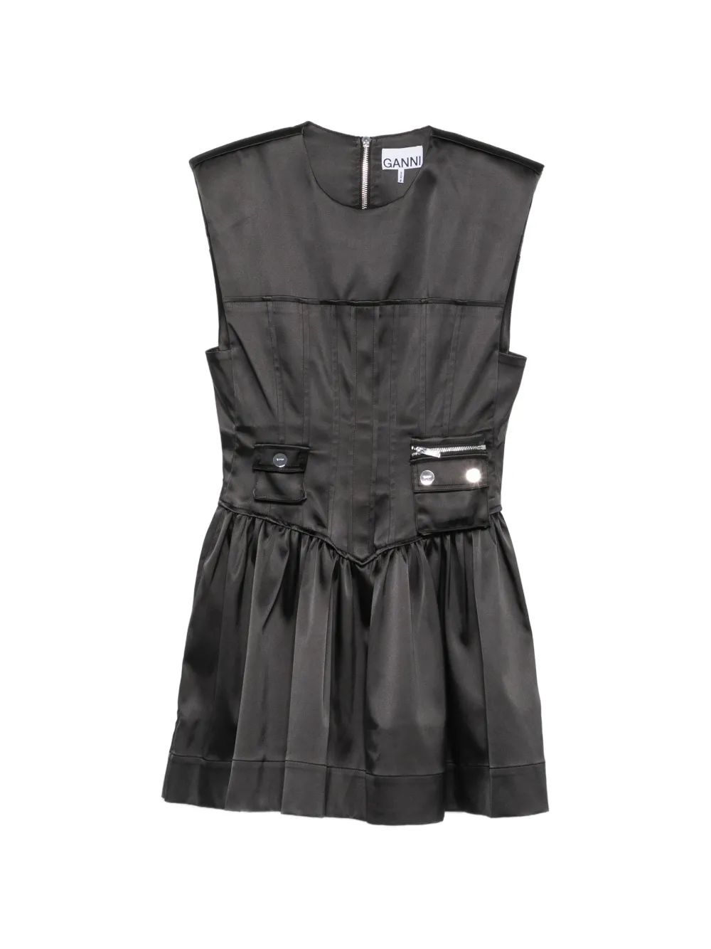 GANNI corset-style mini dress - Nero