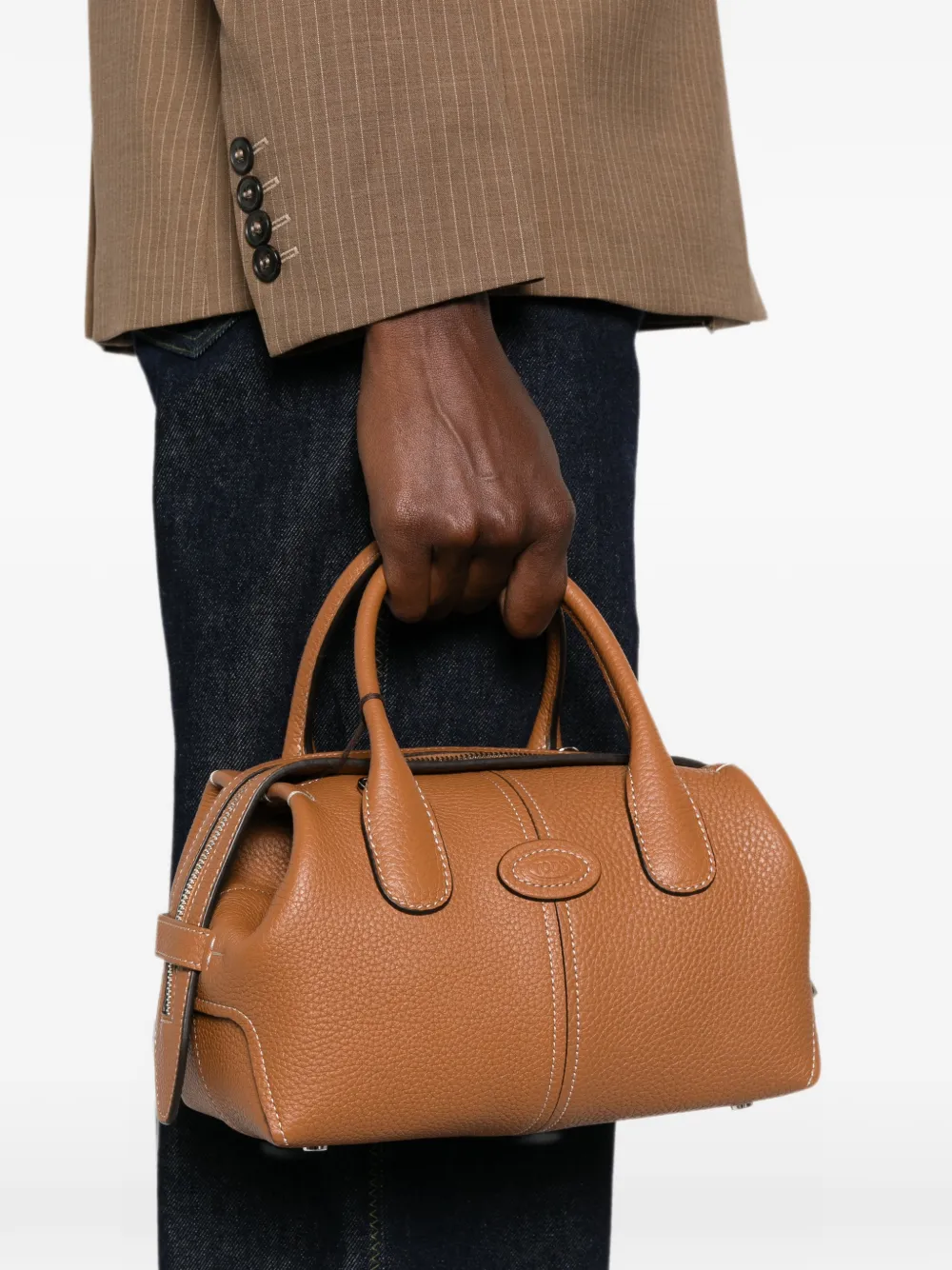 Tod's Mini-shopper met textuur en logo-patch Bruin