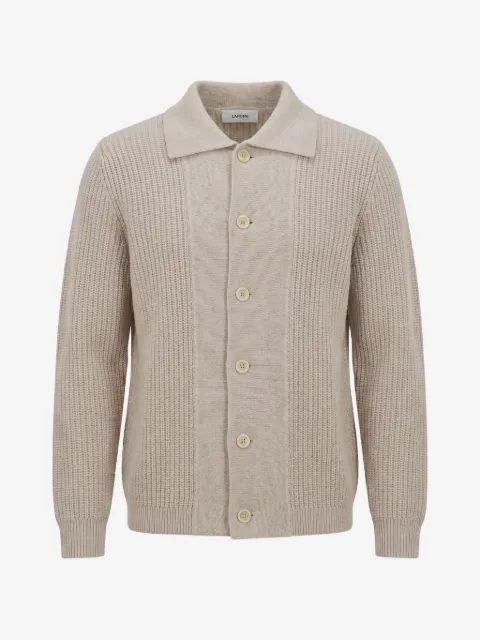 Lardini ribbed-knit button-down wool cardigan
