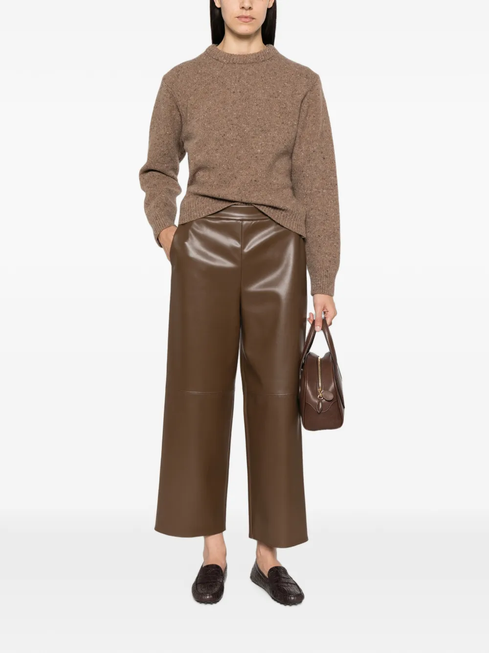 'S Max Mara faux-leather cropped trousers Bruin