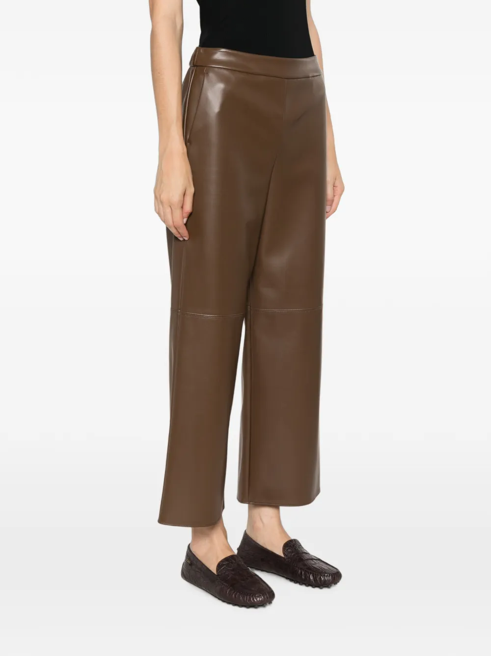 'S Max Mara faux-leather cropped trousers Bruin