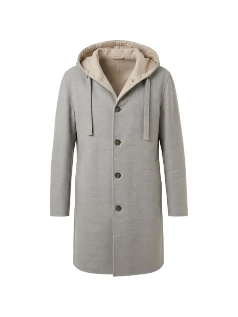 Lardini single-breasted hooded wool coat