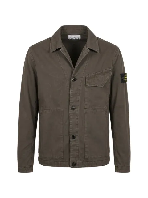 Stone Island logo-patch button-up jacket